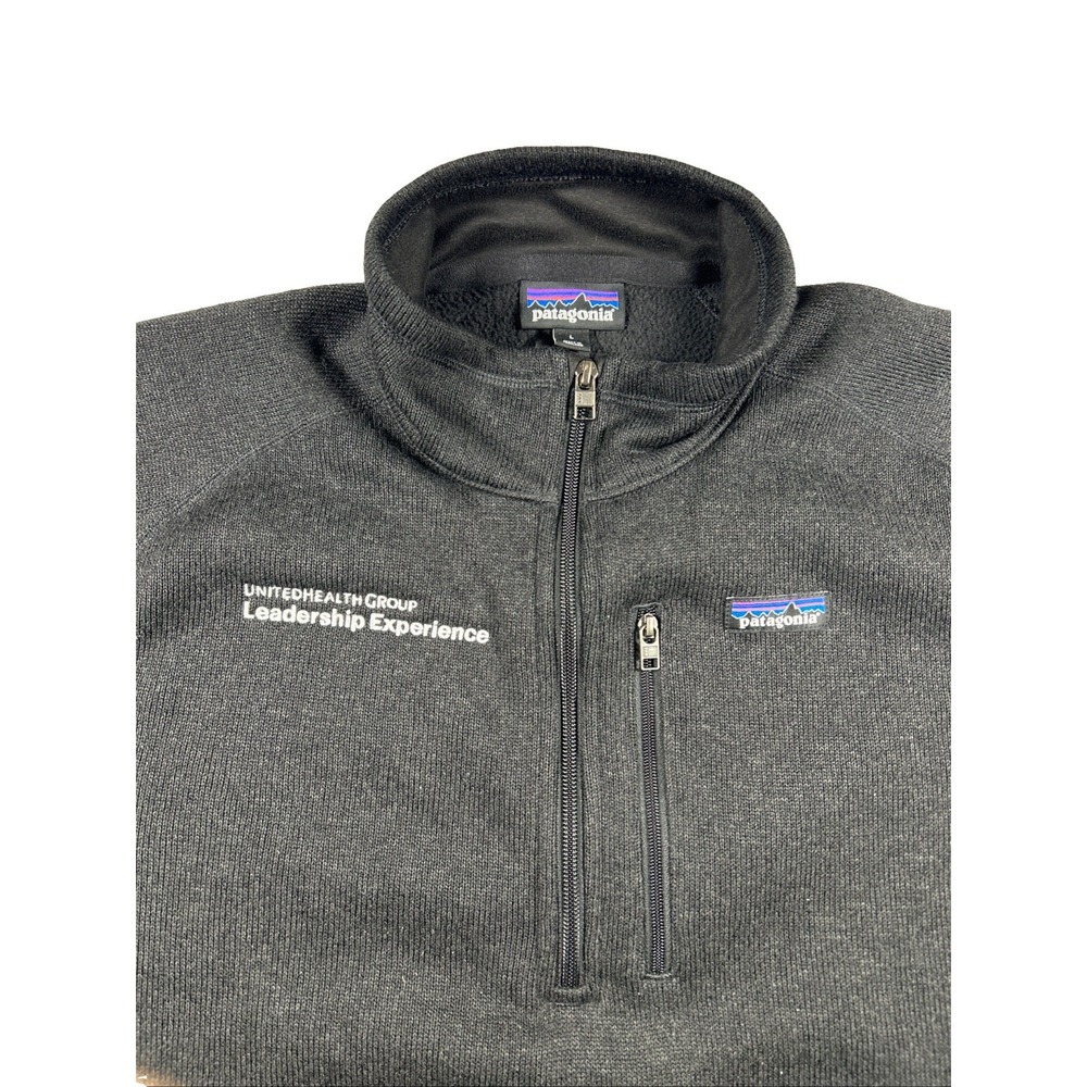 Patagonia Better Sweater 1/4 Zip Pullover Black Men's Large UnitedHealth Logo